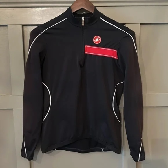 Castelli Long Sleeve Cycling Jersey Black Quarter Zip Mens Size Medium - Picture 1 of 7